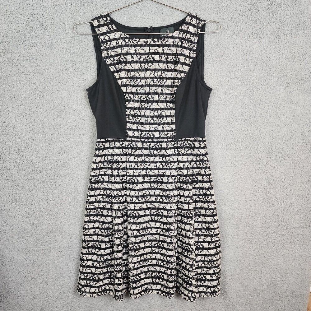 Adrianna Papell Black & White Sleeveless A Line Dress Stretchy Size 6